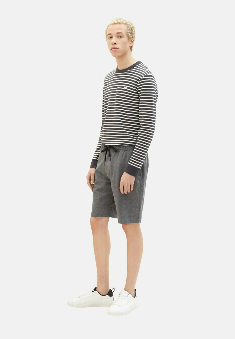 TOM TAILOR Denim Shorts - Black Grey Bean Dobby