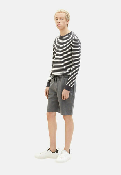 TOM TAILOR Denim Shorts - Black Grey Bean Dobby