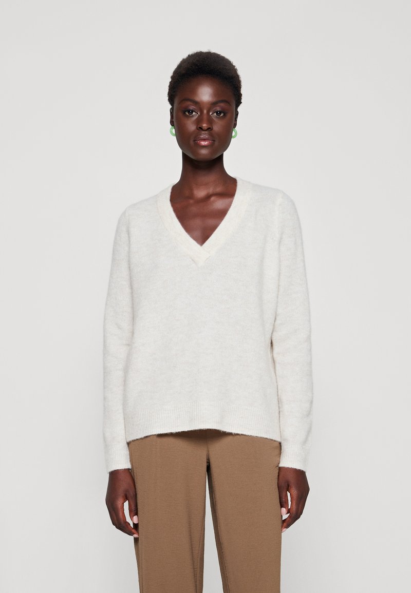 Object OBJELLIE V NECK - Strickpullover - Sandshell
