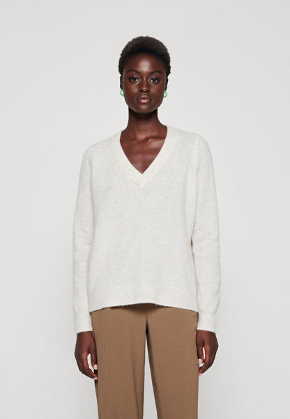 Object OBJELLIE V NECK - Strickpullover - Sandshell