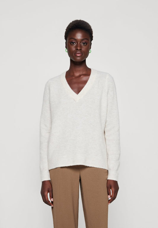 Object OBJELLIE V NECK - Strickpullover - Sandshell