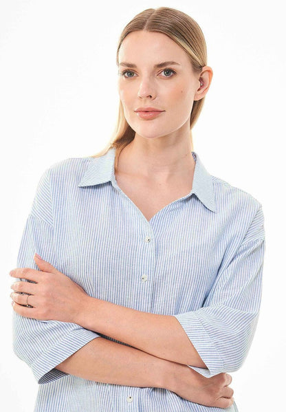  STRIPED 3/4 SLEEVE - Hemdbluse - Blue White Striped