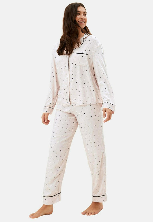 Marks & Spencer STAR PRINT REVERE COLLAR SET - Nachtwäsche Set - Soft Pink