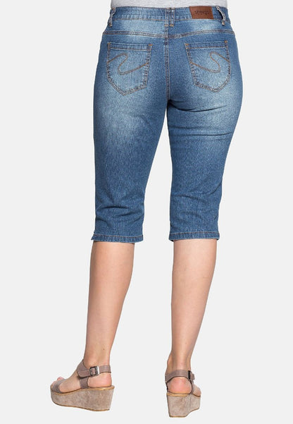 Sheego Jeans Shorts - Blue Denim