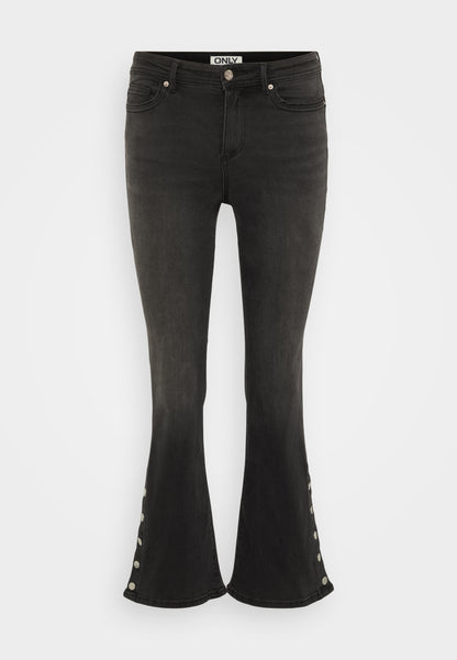 ONLY Petite ONLWAUW MID WAIST - Flared Jeans - Washed Black