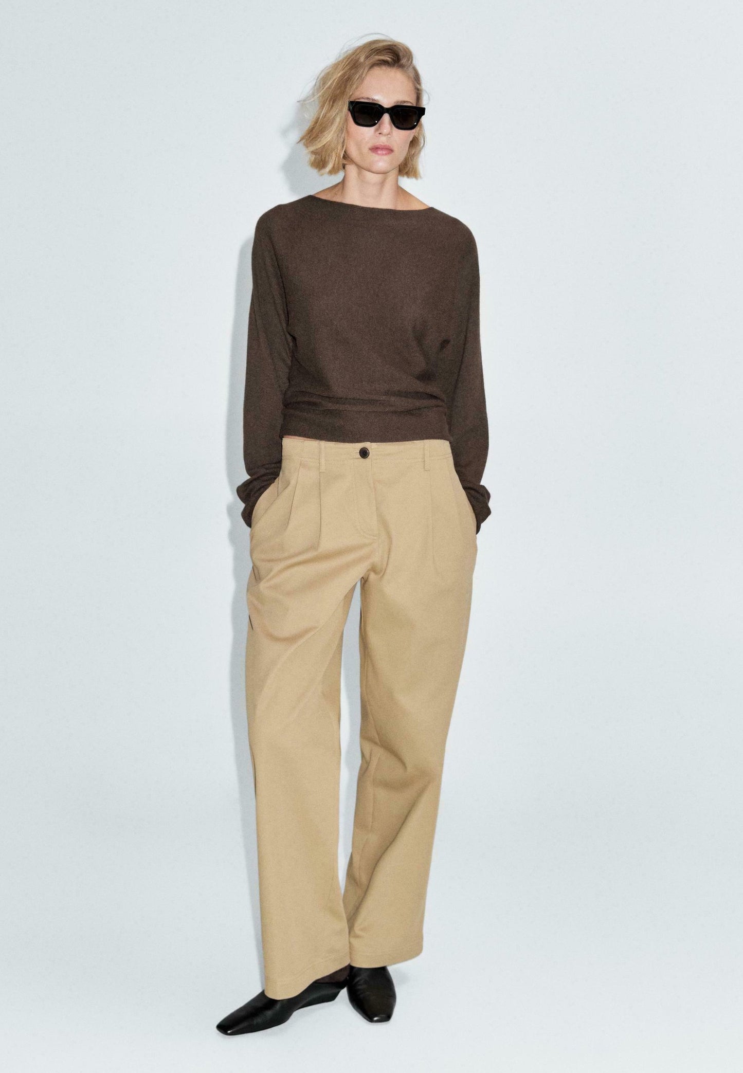 Massimo Dutti BOAT NECK WITH RAGLAN SLEEVE - Jumper - Dark Brown