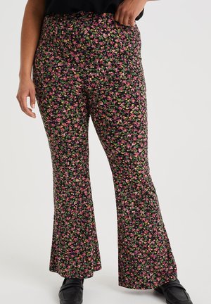 WE FASHION WIDE LEG MET DESSIN - CURVE - Stoffhose - Black