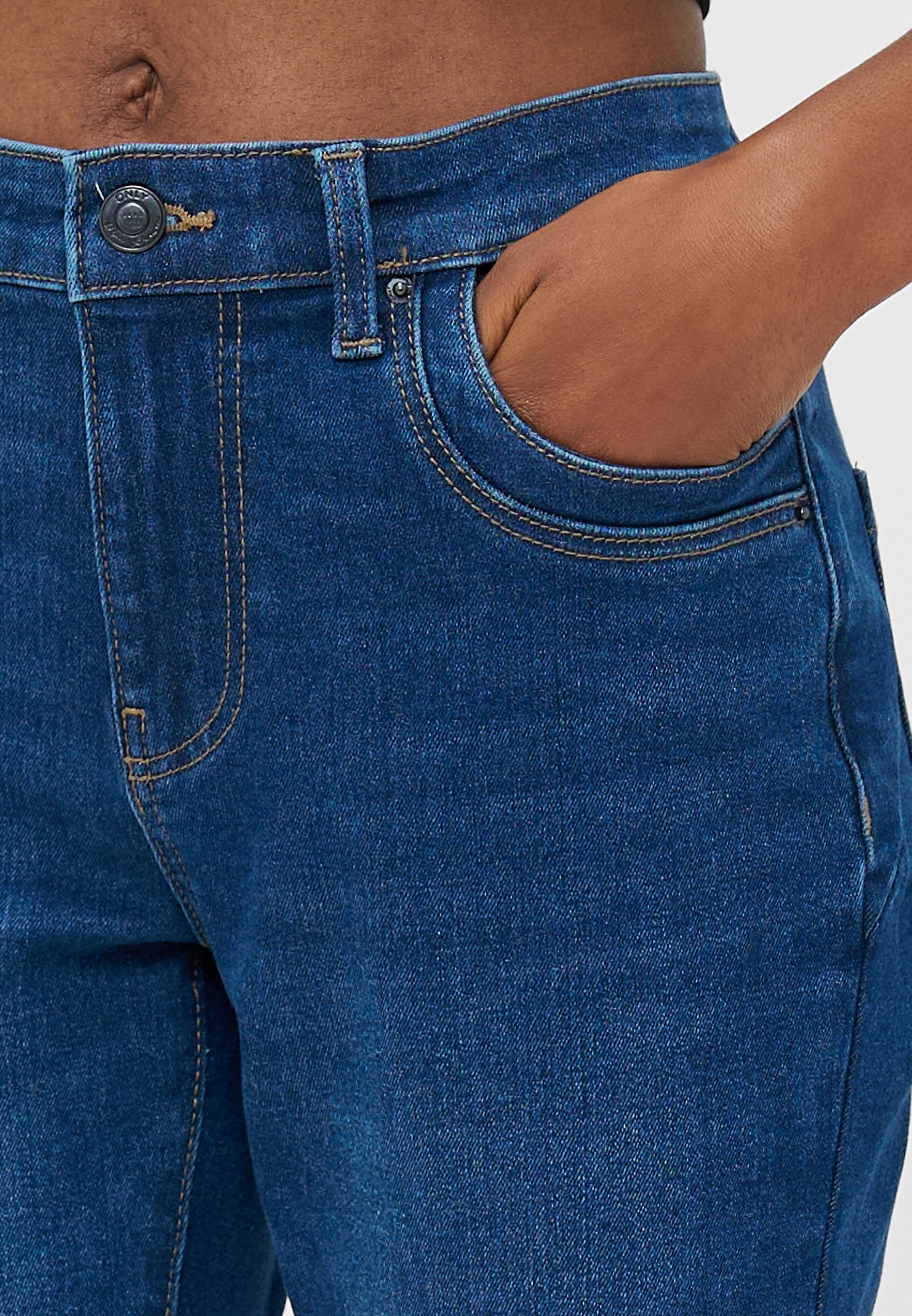 ONLY Petite ONLANE MID WAIST - Jeans Skinny Fit - Dark Blue Denim