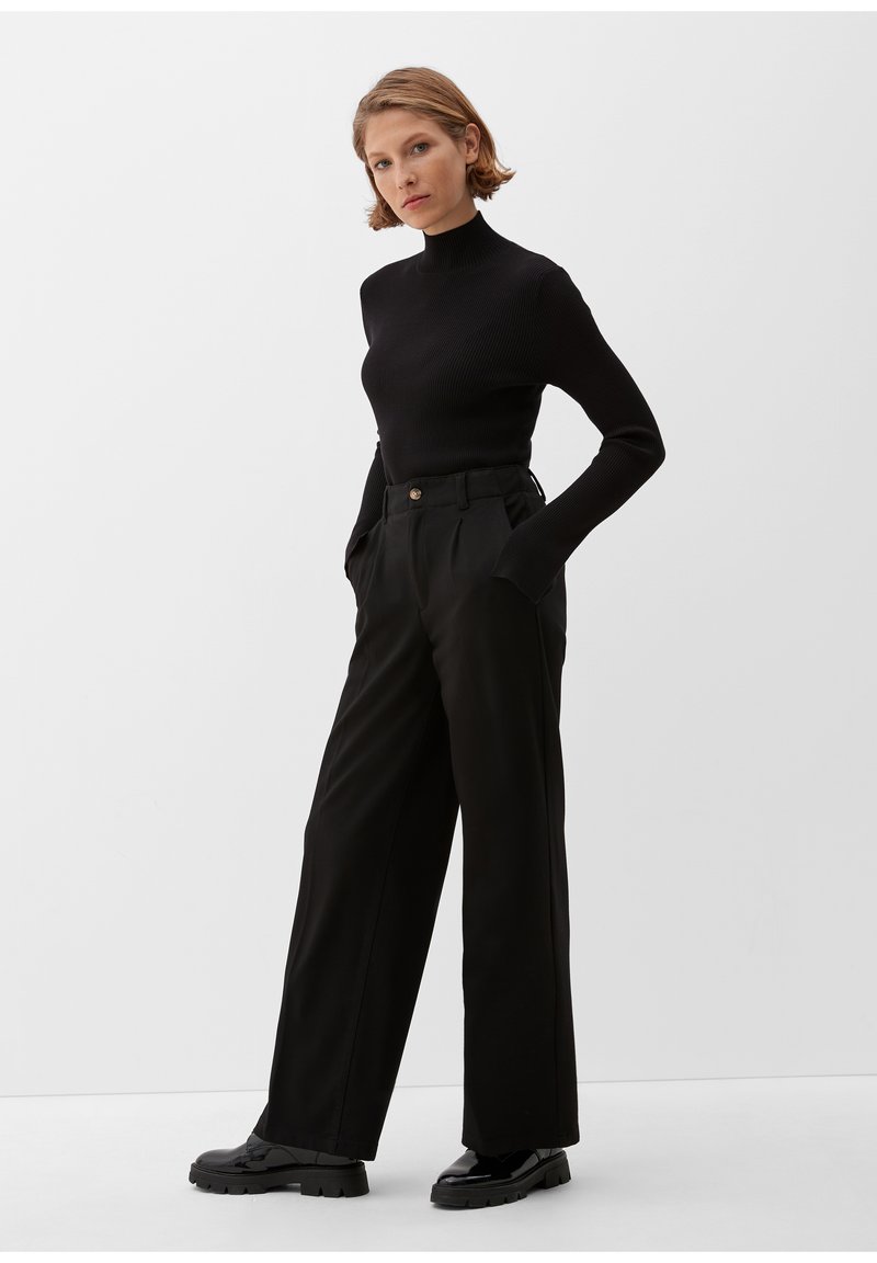 S.Oliver MIT WEITEM BEIN - Stoffhose - Schwarz