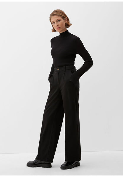 S.Oliver MIT WEITEM BEIN - Stoffhose - Schwarz