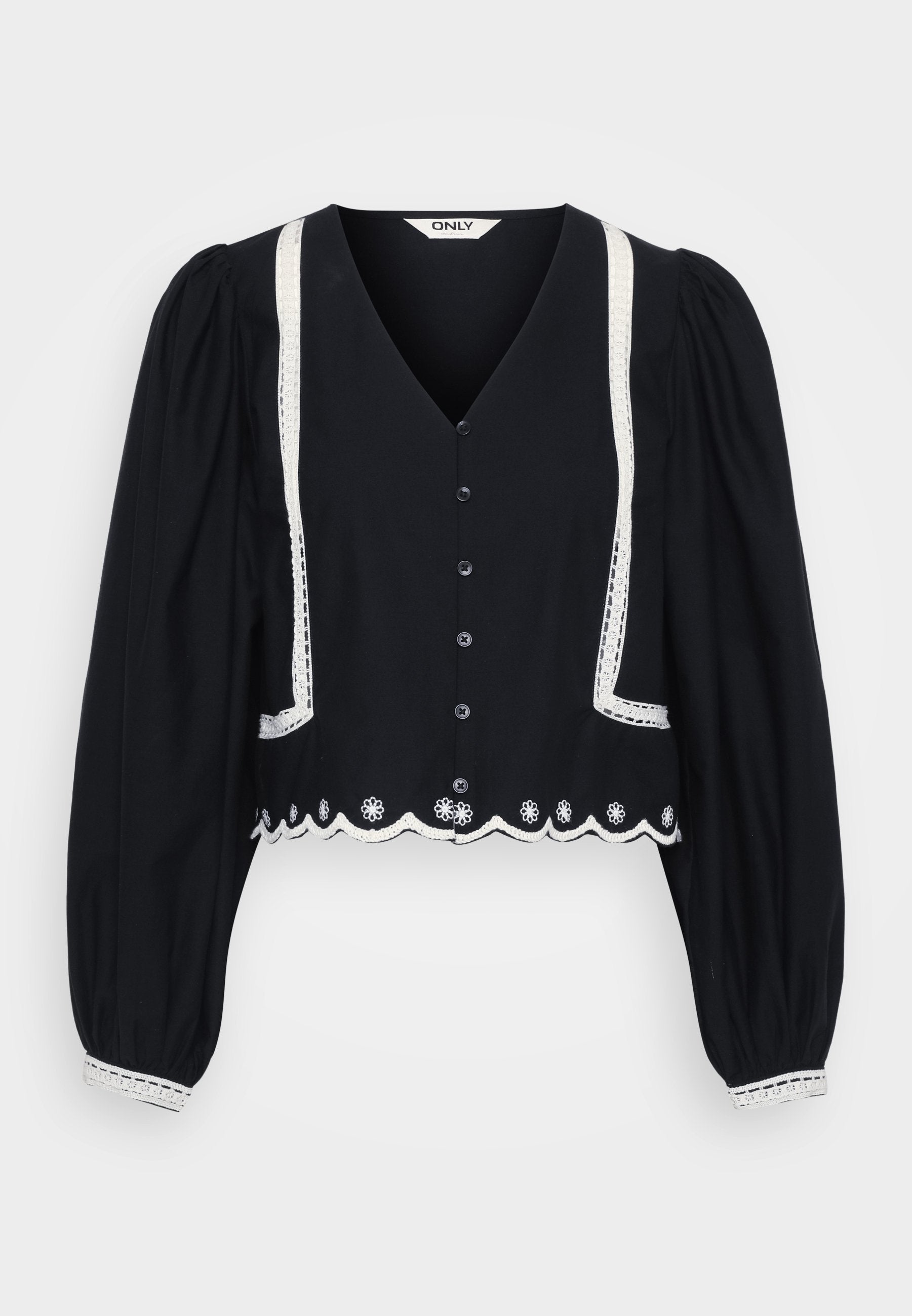ONLY Petite ONLOYA LIFE BUTTON - Blouse - Black/cloud Dancer