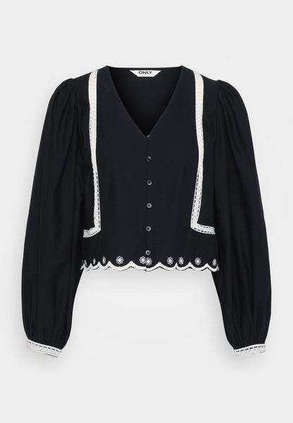 ONLY Petite ONLOYA LIFE BUTTON - Blouse - Black/cloud Dancer