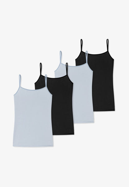 Schiesser 4 PACK - Unterhemd/-shirt - Hellblau Schwarz