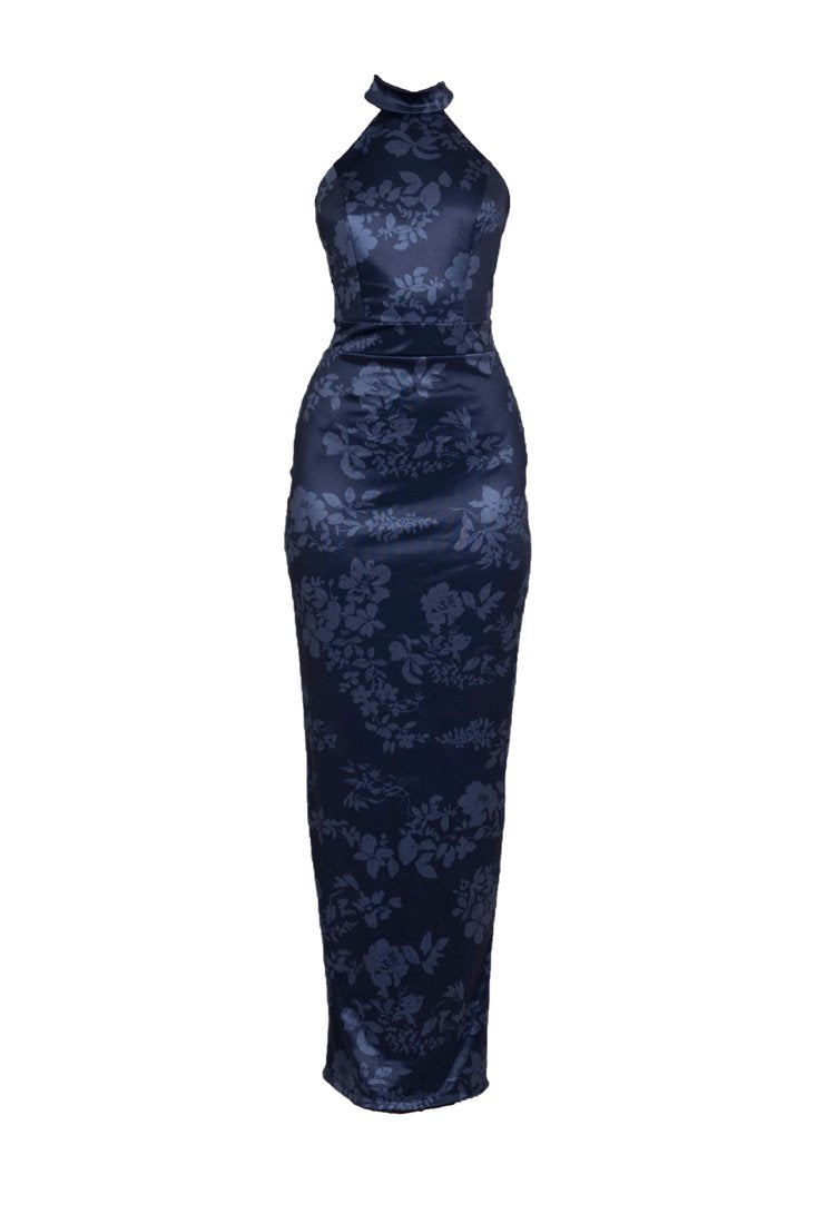 Wal G ABIGAIL HALTERNECK MAXI - Occasion Wear - Navy Floral Print