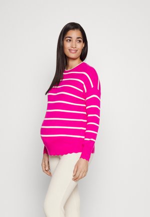 ONLY MATERNITY OLMLESLY FLOWER - Strickpullover - Pumice Red/light Blue