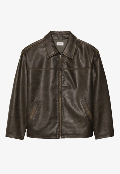 YOURTURN UNISEX - Faux Leather Jacket - Dark Brown