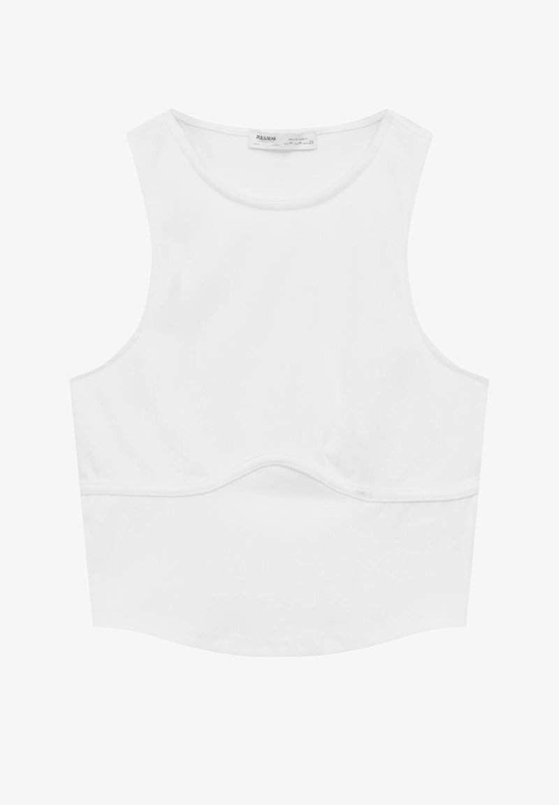 PULL & BEAR CORSET CROP - Top - Off White