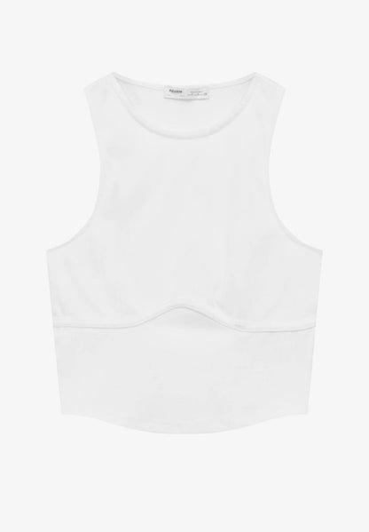 PULL & BEAR CORSET CROP - Top - Off White
