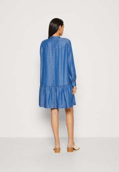 Marc O'Polo DRESS SHORT STYLE GATHERING - Jeanskleid - Washed Mid Blue