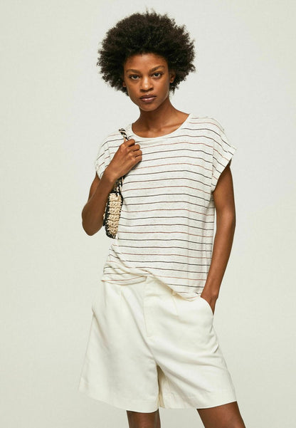 Pepe Jeans OLAYA - T-Shirt Print - Off White Brown