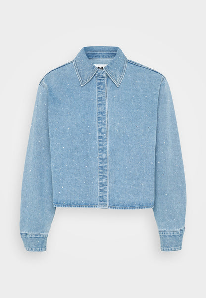 ONLY Petite ONLMAGGIEMAY SHIRT - Button-down Blouse - Dark Blue Denim