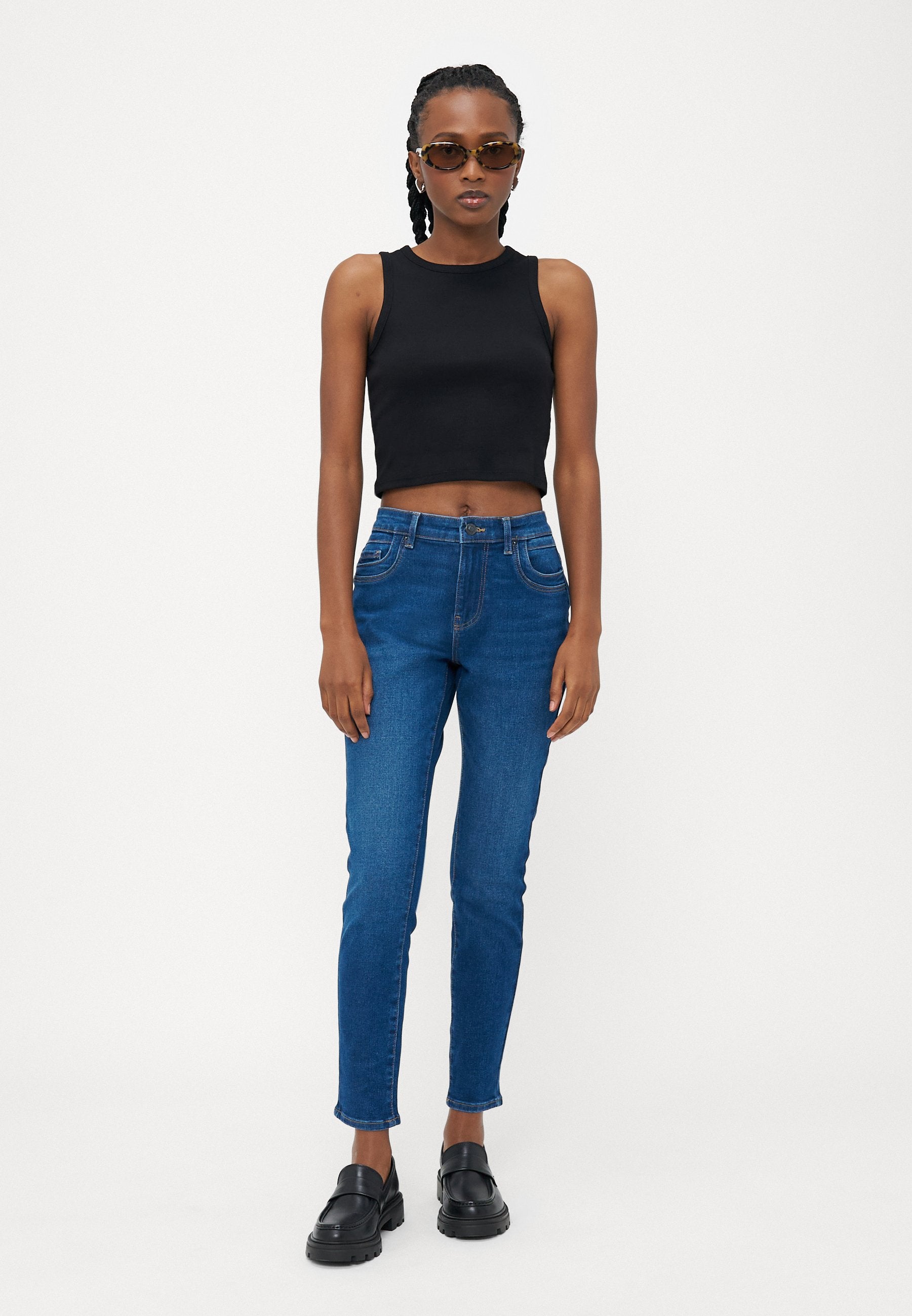 ONLY Petite ONLANE MID WAIST - Jeans Skinny Fit - Dark Blue Denim