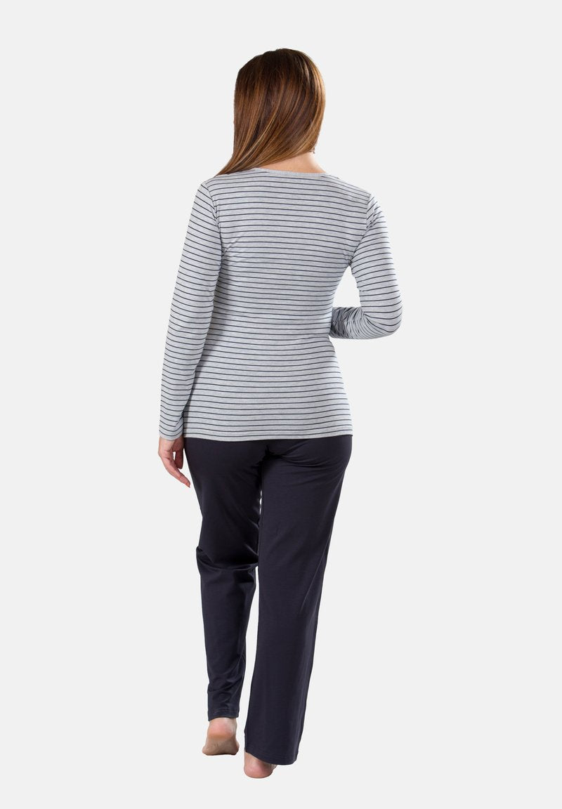  SET - Nachtwäsche Set - Grigio Melange E Blu