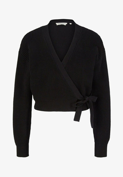 TOM TAILOR Denim IN WICKEL-OPTI - Strickjacke - Deep Black