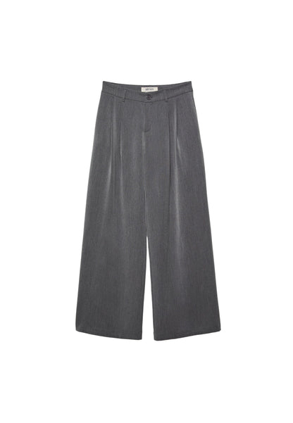 Stradivarius WIDE LEG SMART WITH DARTS - Trousers - Grey