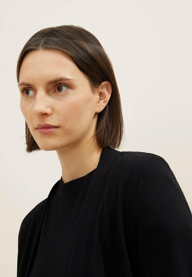 Tom Tailor LANGER - Strickjacke - Deep Black