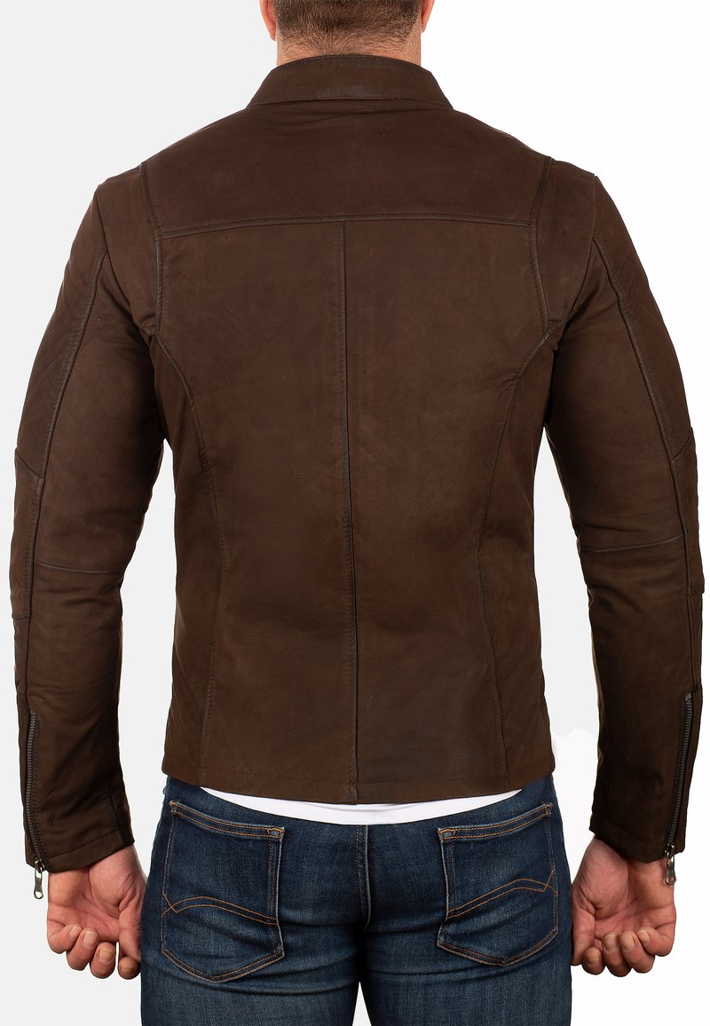  SLIM FIT - Lederjacke - Braun