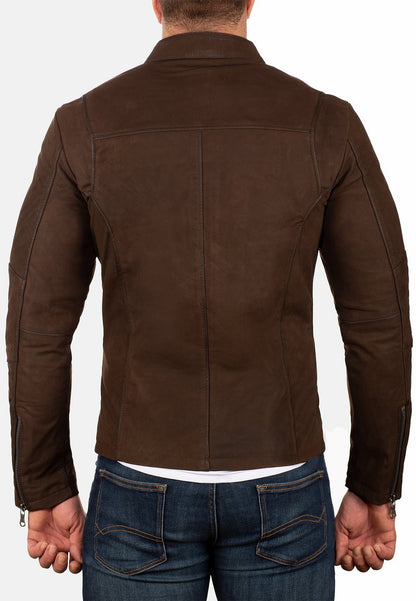  SLIM FIT - Lederjacke - Braun