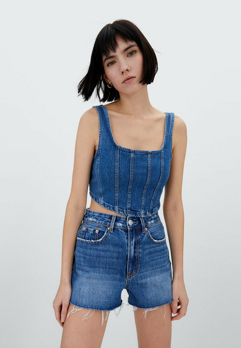 Stradivarius Jeans Shorts - Royal Blue