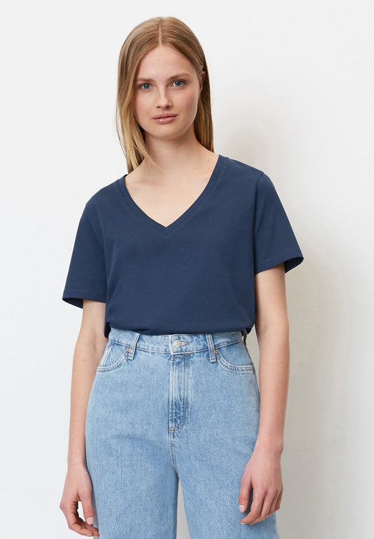 Marc O'Polo DENIM V-NECK- REGULAR - T-Shirt Basic - Admiral