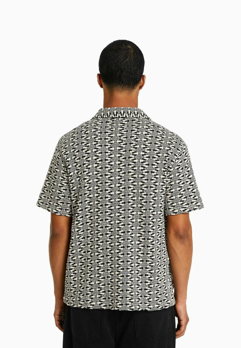 BERSHKA PRINTED SHORT SLEEVE - T-Shirt Print - Black
