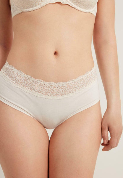  CULOTTE AUS BAUMWOLLE UND RECYCELTER SPITZE - Slip - Crema Di Latte