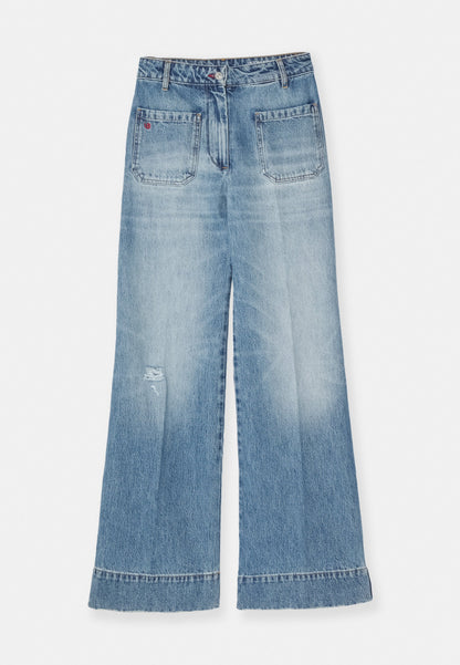 Victoria Beckham ALINA - Wide Leg - Worn Blue Wash