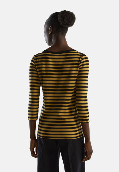 United Colors Of Benetton SLIM FIT IN STRIPED WITH SHORT SLEEVE - Langarmshirt - Mustard