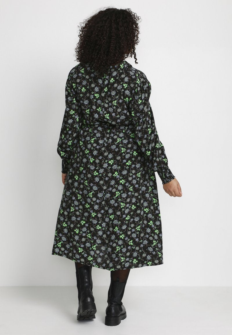  FLORISA - Blusenkleid - Black/green Paisley Flower