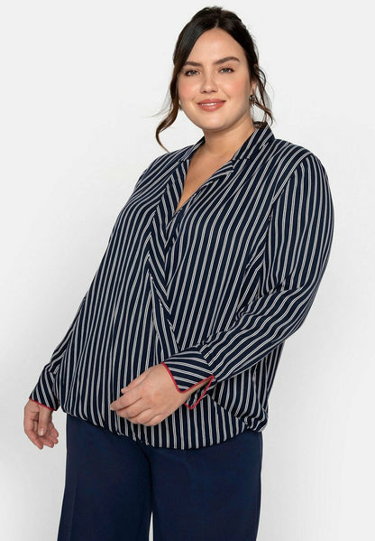Sheego Bluse - Marine Gestreift