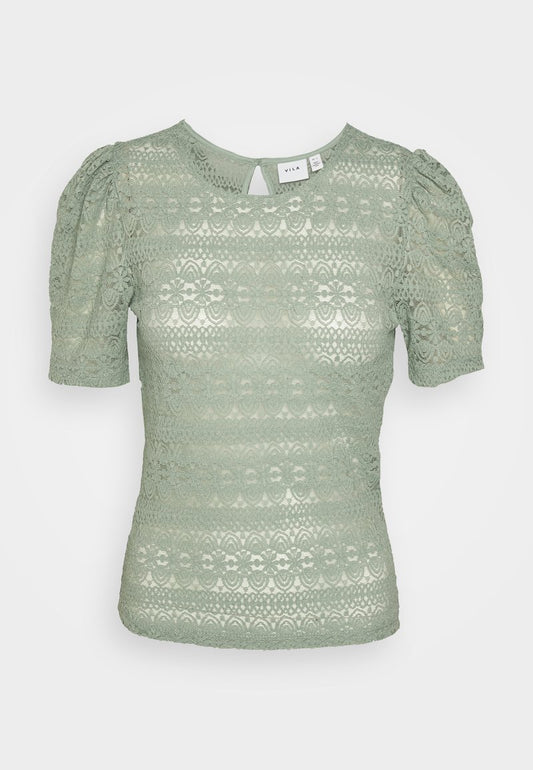 Vila VICHIKKA PUFF O NECK - Bluse - Green Milieu