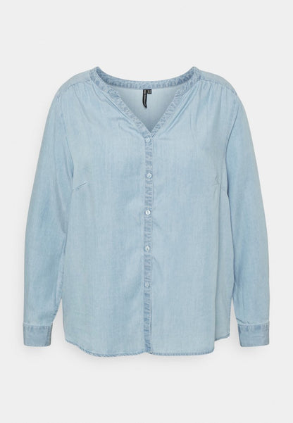 ONLY CARMAKOMA CARSEMA FALLOW LIFE SHIRT - Bluse - Light Blue Denim