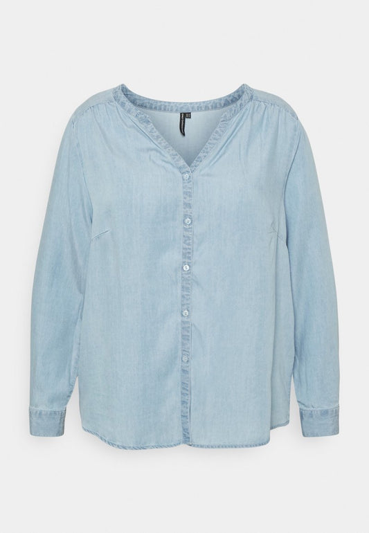 ONLY CARMAKOMA CARSEMA FALLOW LIFE SHIRT - Bluse - Light Blue Denim