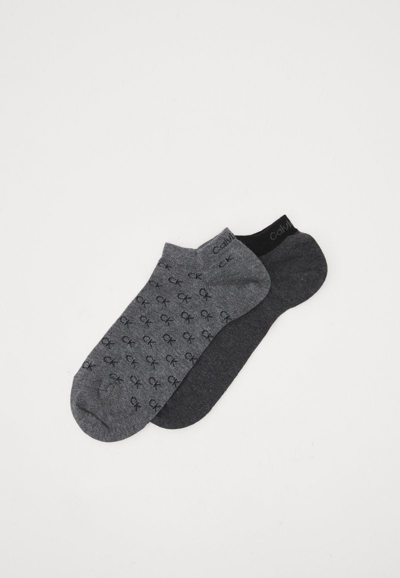 CALVIN KLEIN UNDERWEAR SNEAKER ALL OVER LOGO 2 PACK - Füßlinge - Mid Denim