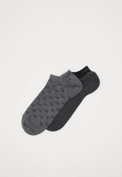 CALVIN KLEIN UNDERWEAR SNEAKER ALL OVER LOGO 2 PACK - Füßlinge - Mid Denim