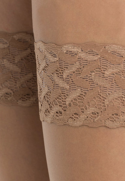 Falke SHELINA 12 DENIER STAY UPS ULTRA-TRANSPARENT SHINY - Overkneestrümpfe - Powder