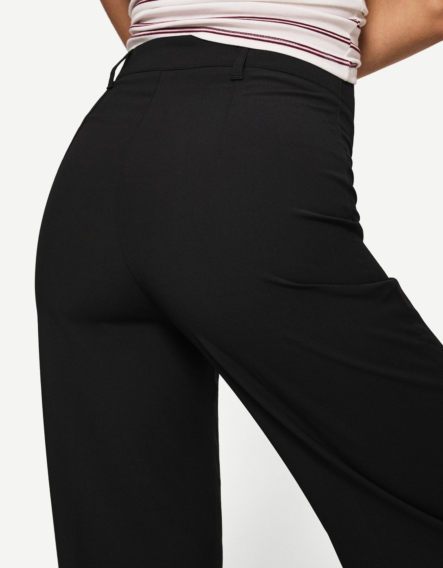 BERSHKA WIDE-LEG TAILORED - Trousers - Black