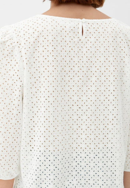 S.Oliver AUS BRODERIE ANGLAISE - Bluse - Ecru