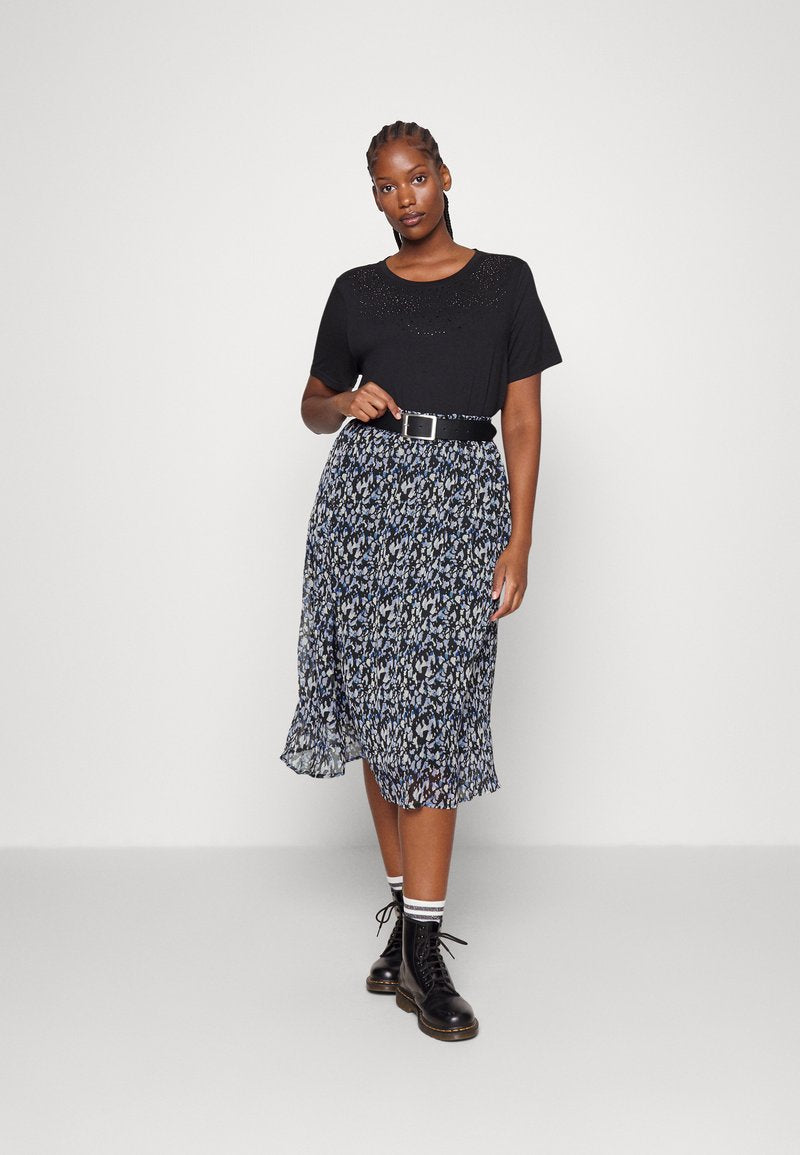  VIFALIA MIDI SKIRT - A-Linien-Rock - Black/mazarine Blue