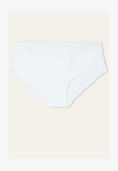  CULOTTE AUS BAUMWOLLE UND RECYCELTER SPITZE - Slip - Crema Di Latte